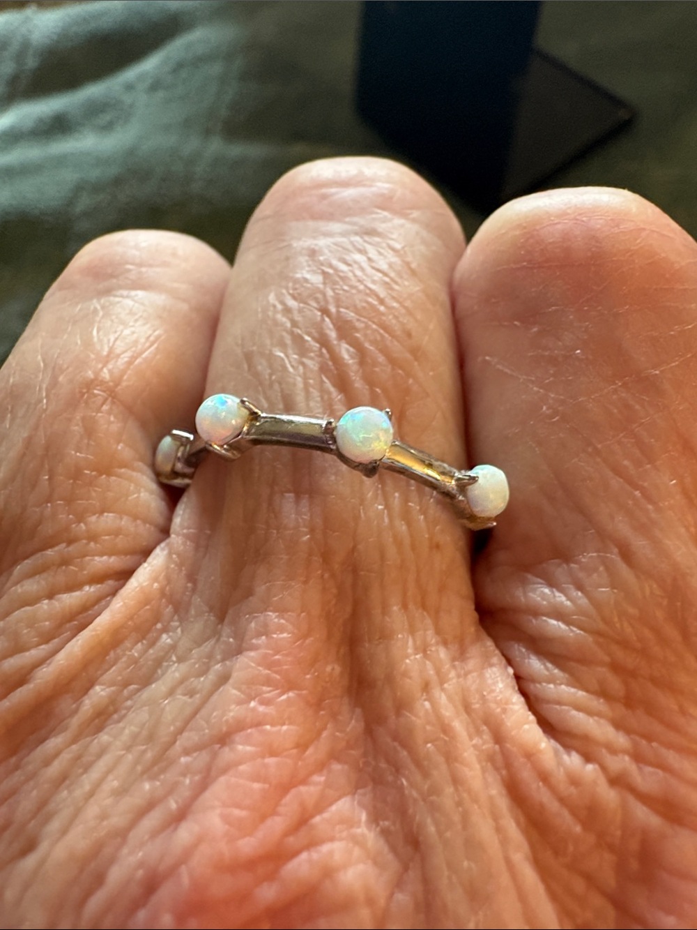 Genuine Opal with 925 Stamped Silver 4 Stone Ring.